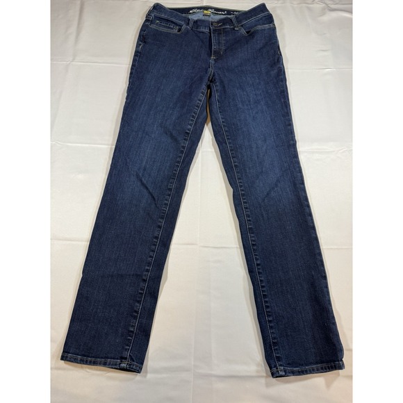 Eddie Bauer Denim - Eddie Bauer Women's Jeans Slightly Curvy Slim Straight Leg Dark Wash Denim 6